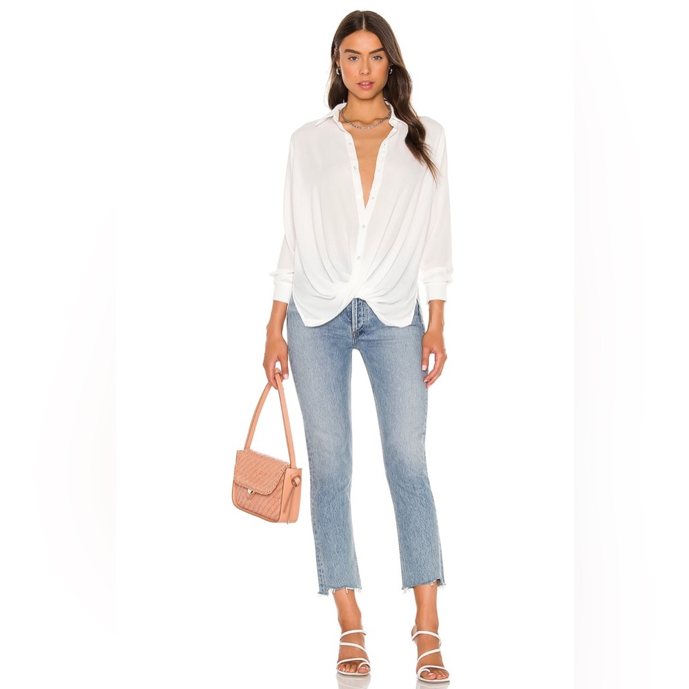 Krisa Surplice Button Blouse